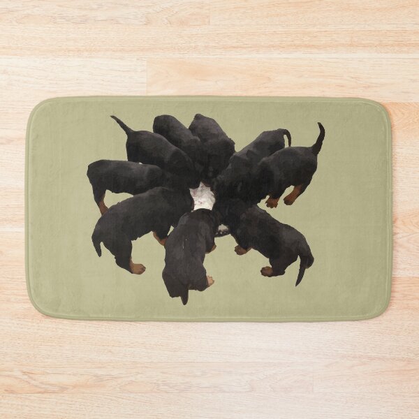 Item preview, Nine Rottweiler Puppies Eating Dogs Dinner Vector Cut Out designed and sold by taiche.
