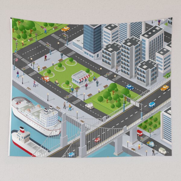 Item preview, birds eye view city cliparts anime city designed and sold by HarithHilali.