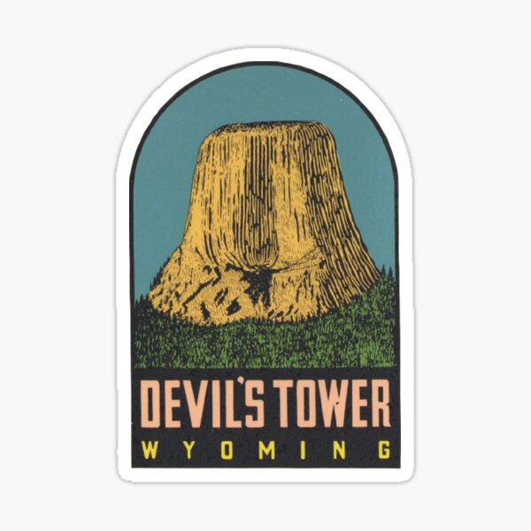 Item preview, Devil's Tower National Monument Vintage Travel Decal - Wyoming USA designed and sold by MeLikeyTees.