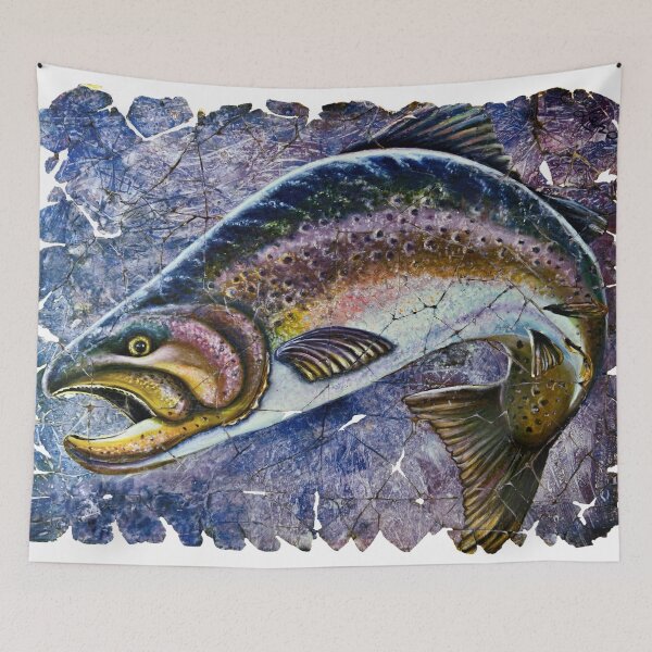 Item preview, Vintage Blue Trout Fresco designed and sold by Rocky Mountain Artistry.