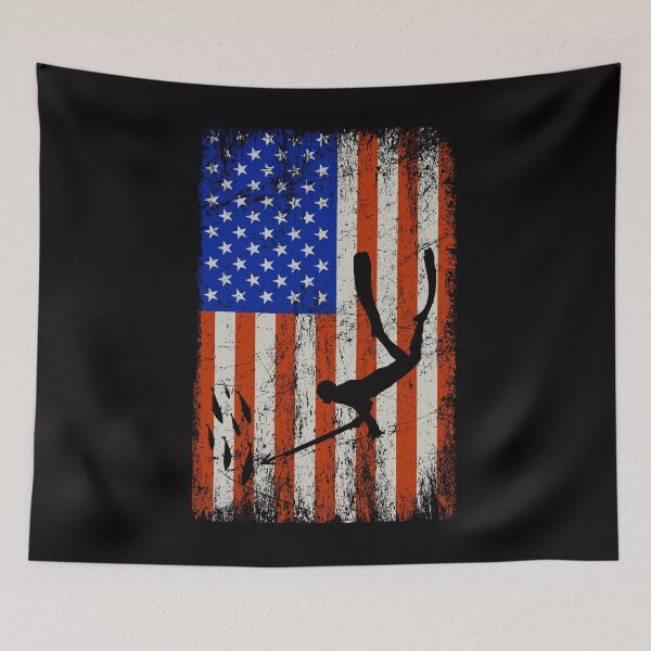 Item preview, American Flag 4th of July USA Spearfishing Spearfisher Fishing designed and sold by TastefulTees.