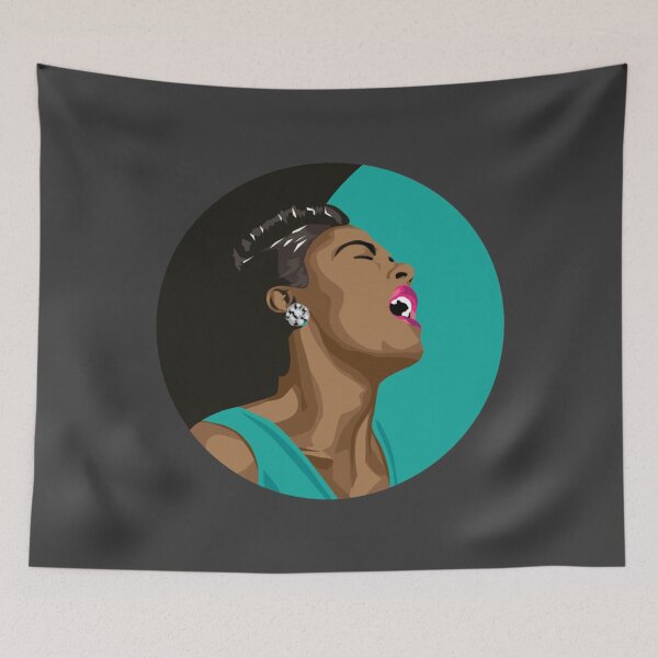 Item preview, Billie Holiday  Lady day {Portrait - on black and teal designed and sold by MelanieAckerm.
