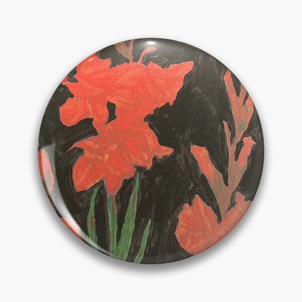 Aperçu de l'œuvre Glaïeuls rouges sur fond noir créée et vendue par Ruth Breen Artwork .