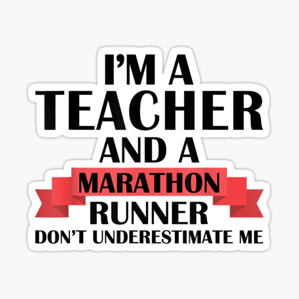 "Running Teacher Marathon Funny Running Teacher" Sticker for Sale by Axelhellquis Redbubble