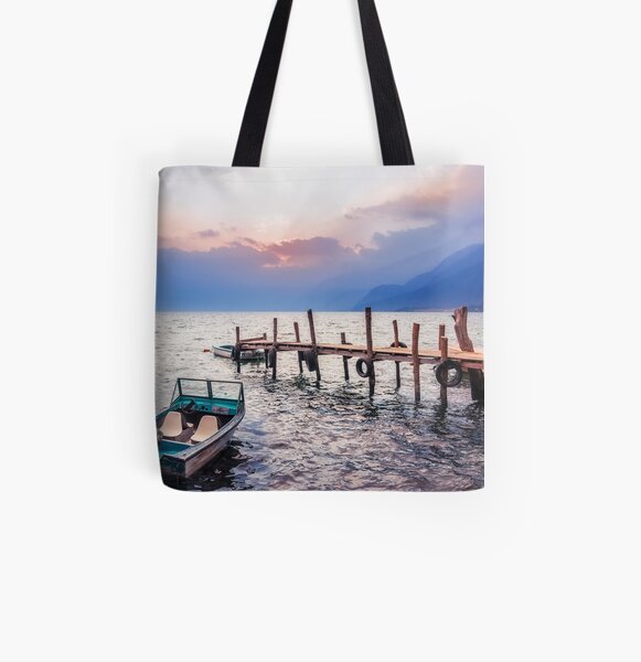 Gorgeous sunset on Lake Atitlan, Guatemala All Over Print Tote Bag