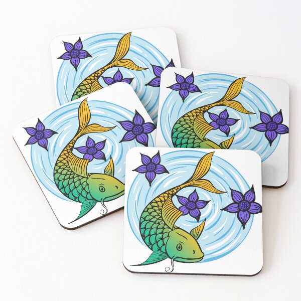 Item preview, Blue circle and blue flower traditional  fish theme T-shirt design  designed and sold by SAFALK.