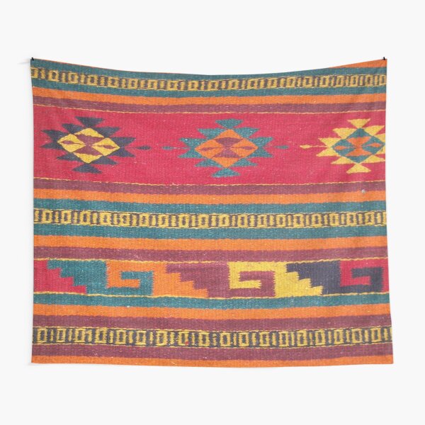 Colorful red Aztec Pattern Tapestry