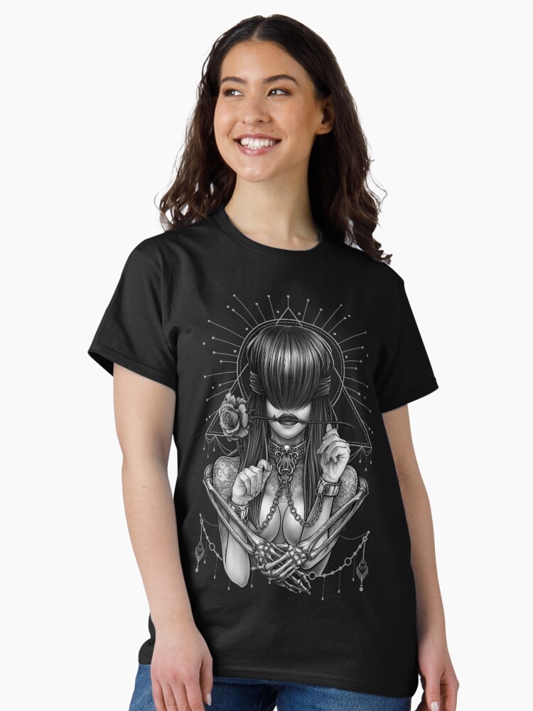 Thumbnail 2 of 7, Classic T-Shirt, see no evil (black and white) designed and sold by Winya.