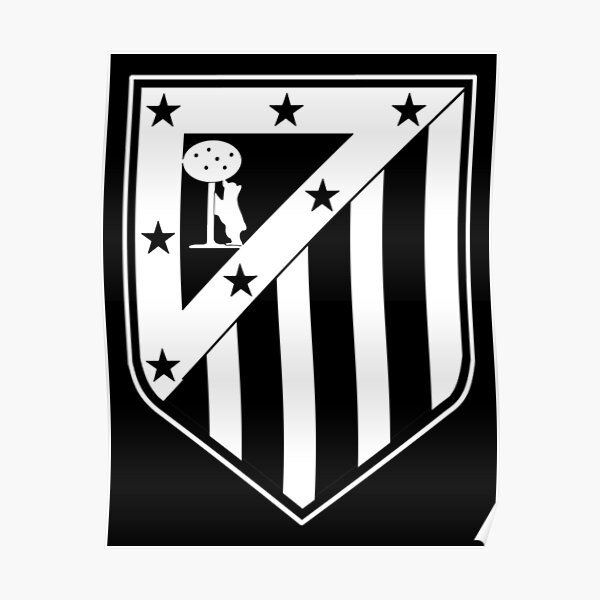 Blanco sobre negro Arte del Atlético de Madrid Póster