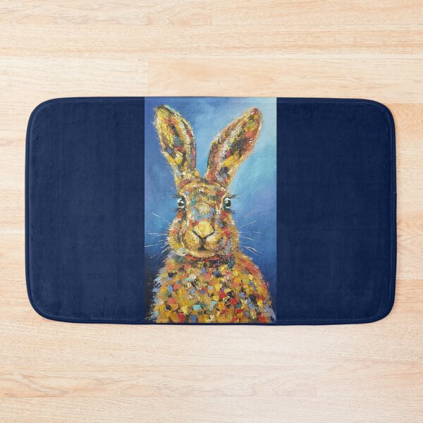 Item preview, Bunny, blue background, Pop Art, oil painting by Marina Daniluka designed and sold by MariDaniArt.