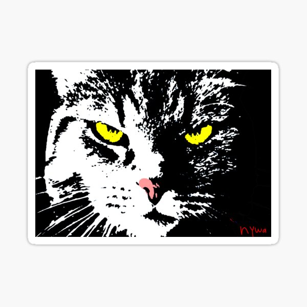 VERGANGENE CAT-POP-KUNST - SCHWARZES WEISSES GELB Sticker