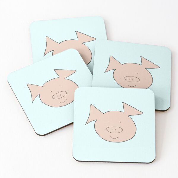 Aperçu de l'œuvre Visage De Cochon Mignon Heureux, Bleu. Sourire créée et vendue par PiggingJapan.