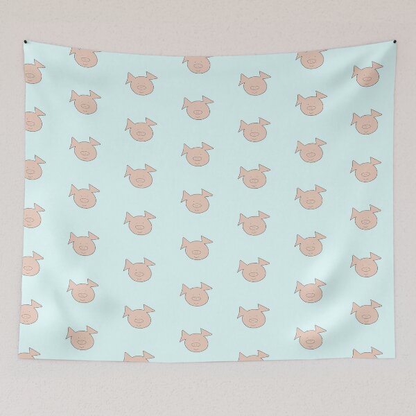 Aperçu de l'œuvre Visage De Cochon Mignon Heureux, Bleu. Sourire créée et vendue par PiggingJapan.
