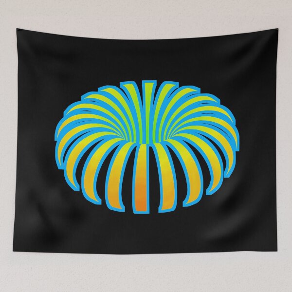 Item preview, Tropical optical illusion flower botanical foliage blue teal cyan yellow rainbow plant designed and sold by IMNIUM.