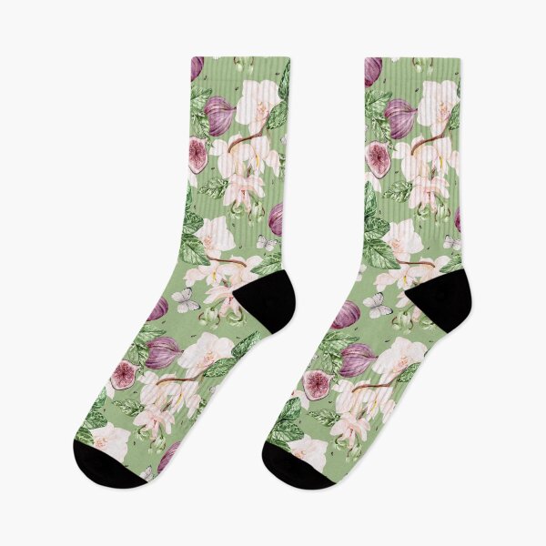 Item preview, Figs and Floral Seamless Pattern in green designed and sold by autumnchu.