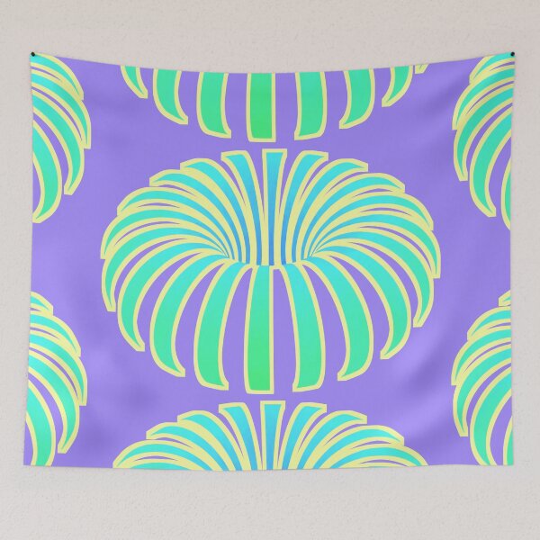 Item preview, Tropical optical illusion donut flower teal cyan yellow rainbow plant designed and sold by IMNIUM.
