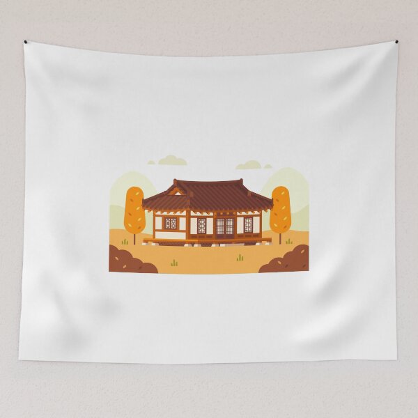 Item preview, Korea Hanok house illustration designed and sold by muriwaimall.