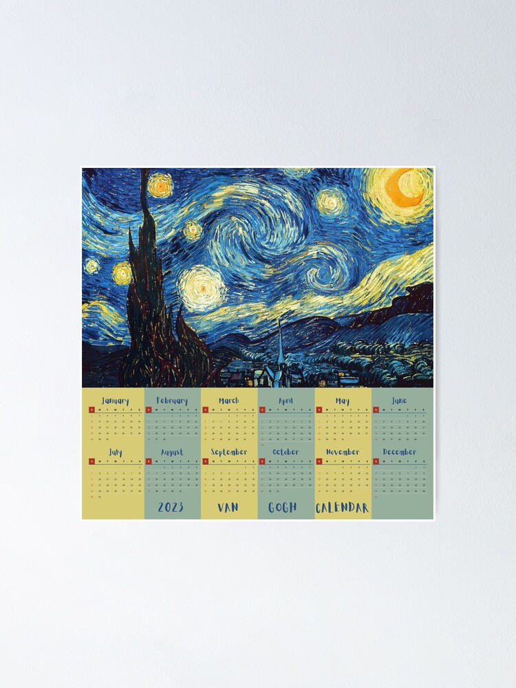 "Vincent Van Gogh A Starry Night calendar 2023" Poster for Sale by Bae