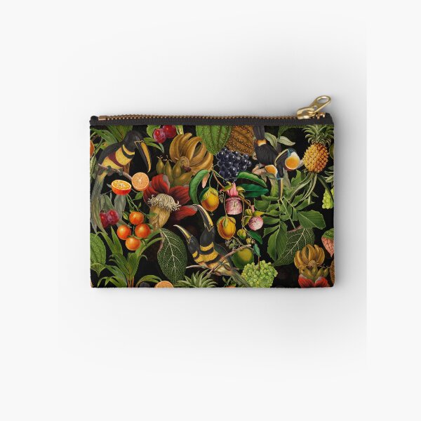 Item preview, tropical Toucans And exotic fruits Flowers Botanical Night Garden Vintage Pattern black Nightgarden designed and sold by UtArt.