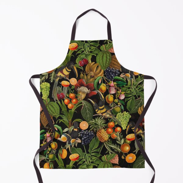 Item preview, tropical Toucans And exotic fruits Flowers Botanical Night Garden Vintage Pattern black Nightgarden designed and sold by UtArt.
