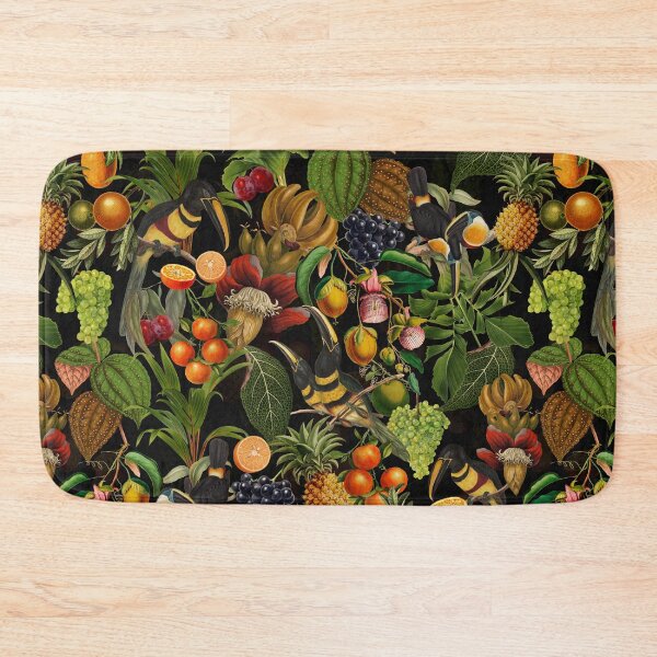Item preview, tropical Toucans And exotic fruits Flowers Botanical Night Garden Vintage Pattern black Nightgarden designed and sold by UtArt.