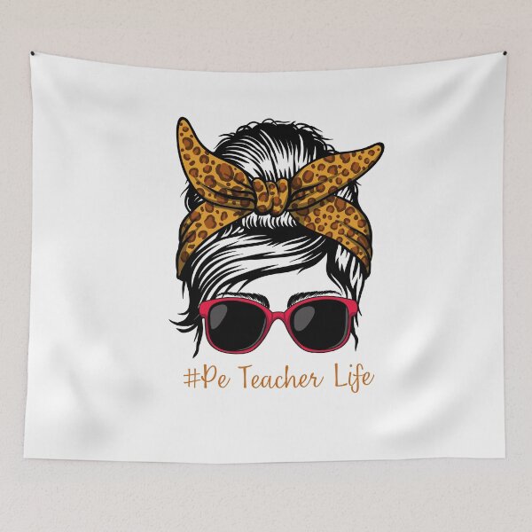 Item preview, PE Teacher Messy Bun Lifes Hair Glasses Funny designed and sold by byrne-ma.