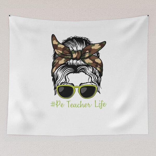 Item preview, PE Teacher Messy Bun Lifes Hair Glasses Funny designed and sold by byrne-ma.