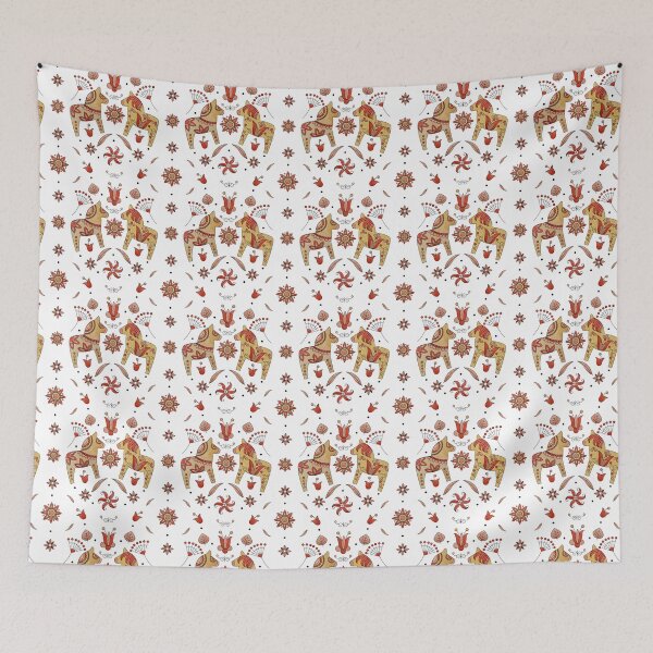 Item preview, Scandinavian Folklore Dala Horses Pattern designed and sold by LotusArtStudio.