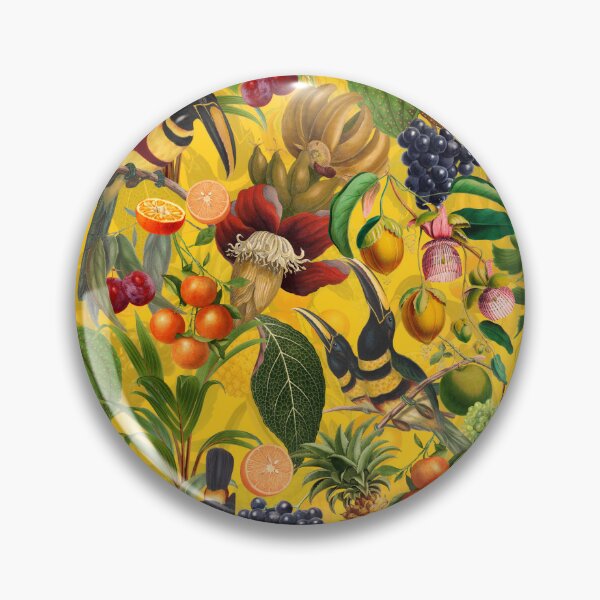 Item preview,  tropical Toucans And exotic fruits Flowers Vintage Botanical Garden Pattern yellow Nightgarden designed and sold by UtArt.
