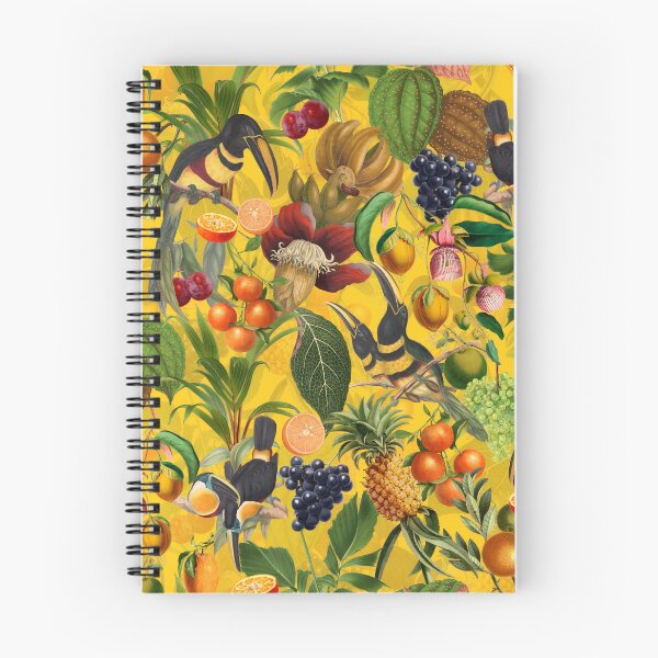Item preview, tropical Toucans And exotic fruits Flowers Vintage Botanical Garden Pattern yellow Nightgarden designed and sold by UtArt.