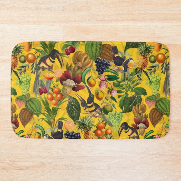 Item preview,  tropical Toucans And exotic fruits Flowers Vintage Botanical Garden Pattern yellow Nightgarden designed and sold by UtArt.