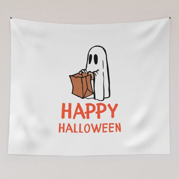 Item preview, Happy Halloween Person in a Ghost Costume Holding a Paper Bag Design designed and sold by WBP Mart.