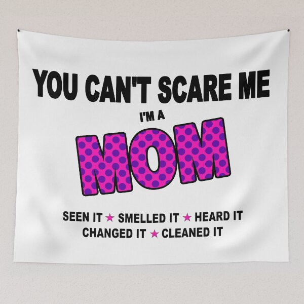 Item preview, YOU CAN'T SCARE ME I'M A MOM in purple and pink WOW! designed and sold by BestStuffDepot.