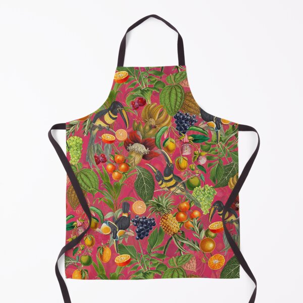 Item preview, tropical Toucans And exotic fruits Flowers Garden Vintage Botanical Garden Pattern magenta pink Nightgarden designed and sold by UtArt.