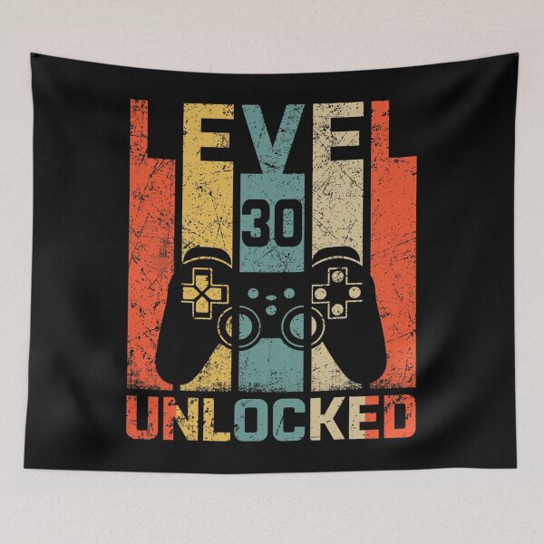 Artikelvorschau, Retro Vintage 30. Geburtstag Gamer Level 30 freigeschaltet entworfen und verkauft von troubledcommand.