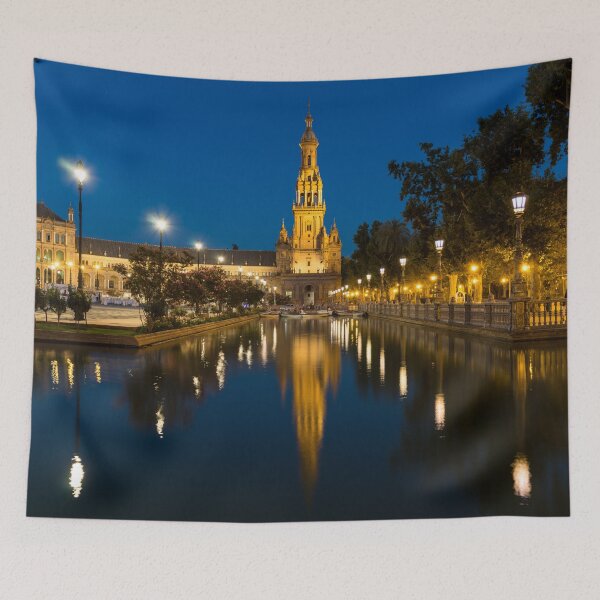 Item preview, Andalusian Night Magic - Soft Reflections at Plaza de Espana in Seville Spain designed and sold by Georgia Mizuleva.