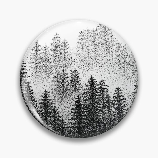 Item preview, Circular Misty Pine Forest Nature Dotwork designed and sold by BrokenLDesign.
