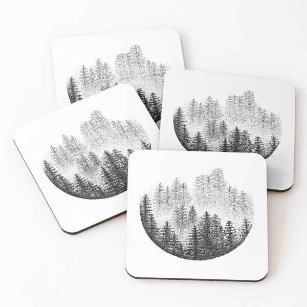 Item preview, Circular Misty Pine Forest Nature Dotwork designed and sold by BrokenLDesign.