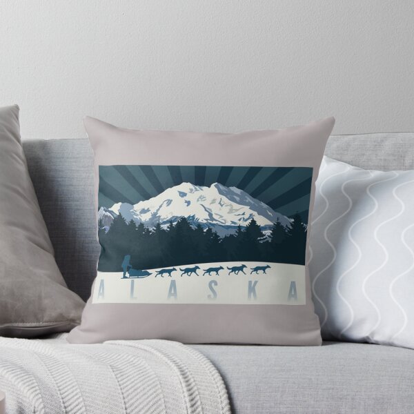 Item preview, Alaska USA Vintage Travel Decal Mount McKinley and Dogsled designed and sold by MeLikeyTees.