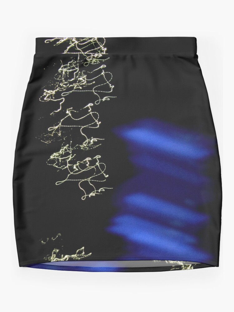 Thumbnail 3 of 4, Mini Skirt, Abstract blue city lights designed and sold by anetearamina.