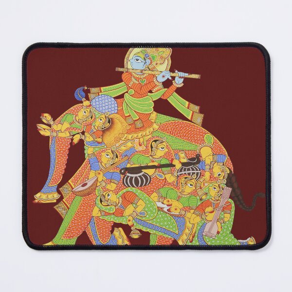 Item preview, Krishna and female forming an elephant , Krishna Narikunjar, colorful handmade designed and sold by gopalpjoshi.