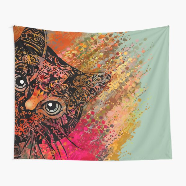 Printable Psychedelic style Cat by Louis Wain - weird, psychedelic, mad art