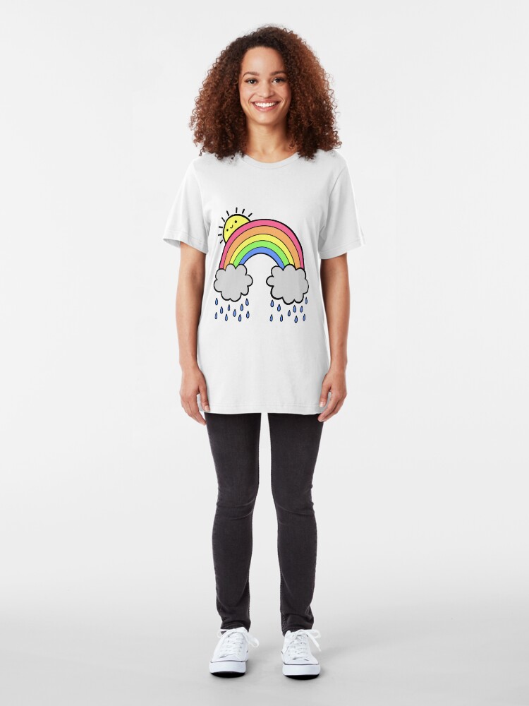 Alternate view of Rainbow Above the Clouds Slim Fit T-Shirt