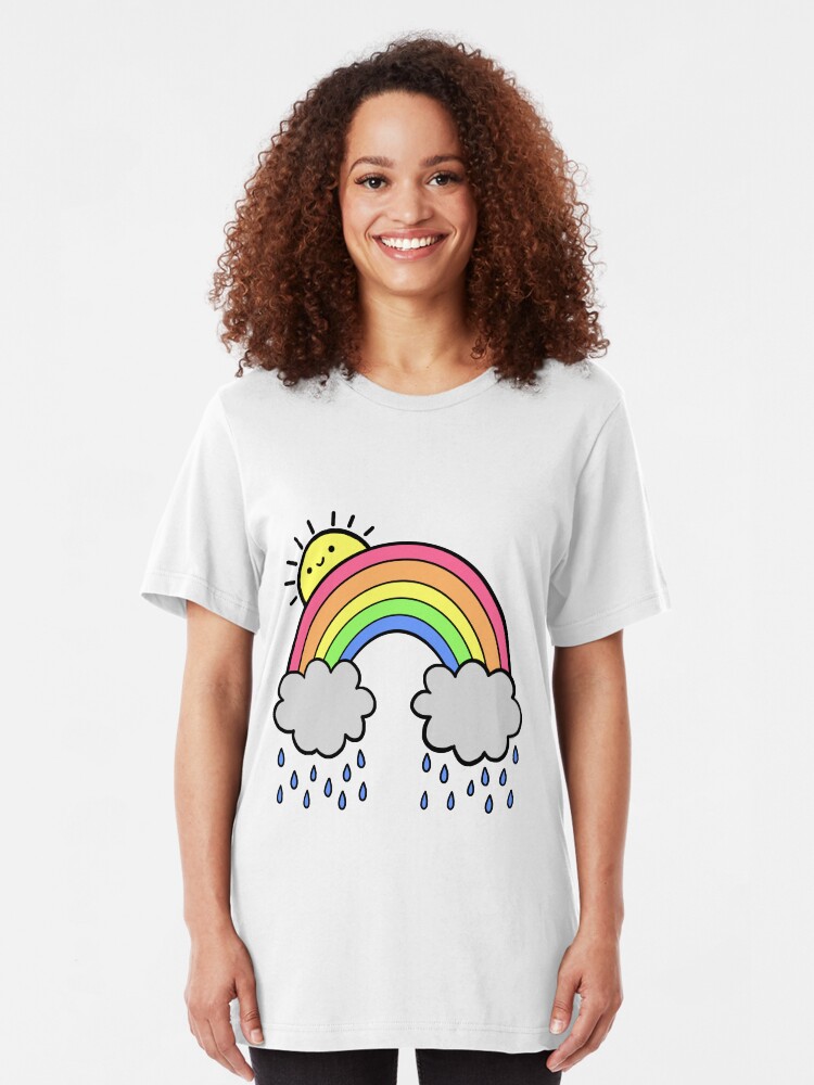 Alternate view of Rainbow Above the Clouds Slim Fit T-Shirt