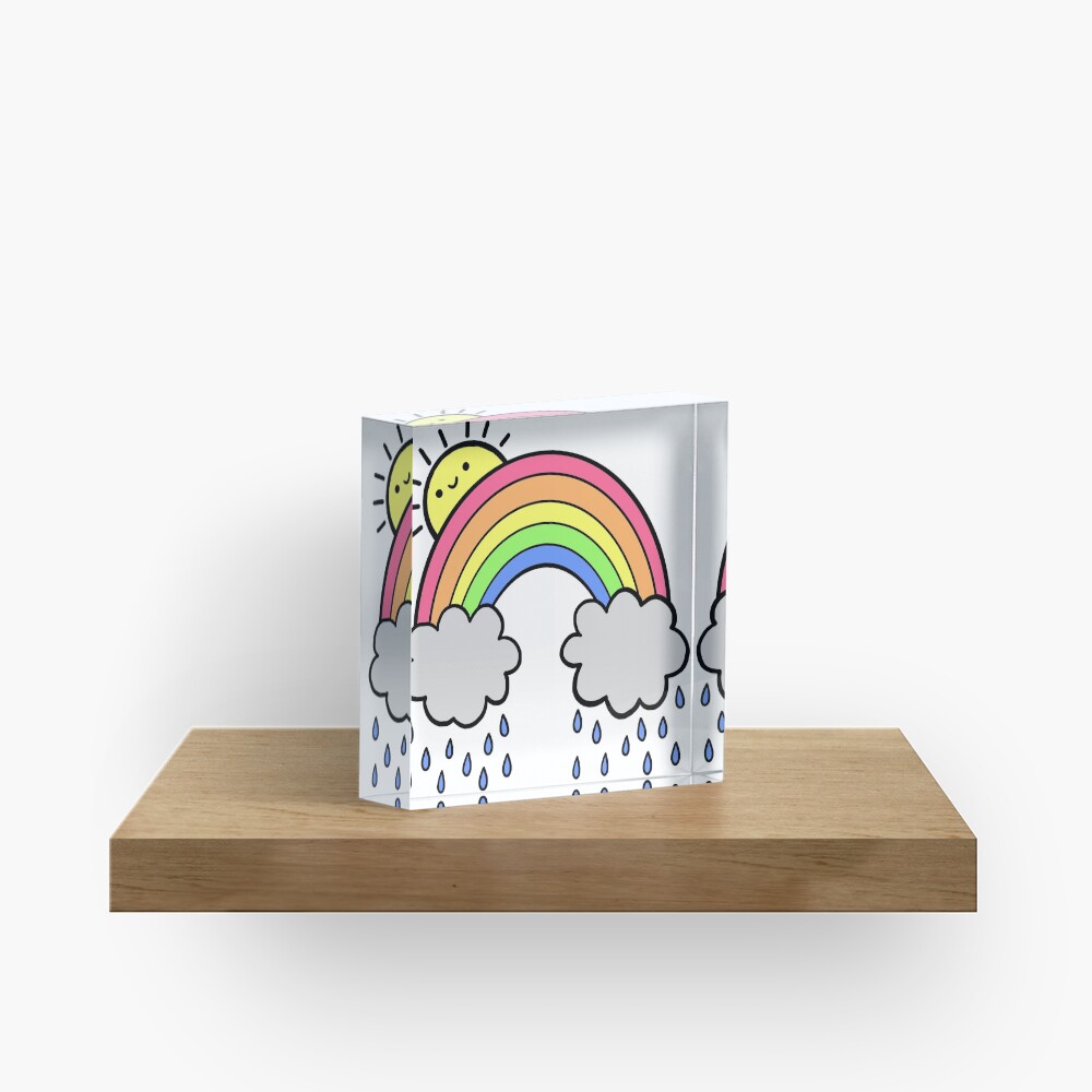 Rainbow Above the Clouds Acrylic Block
