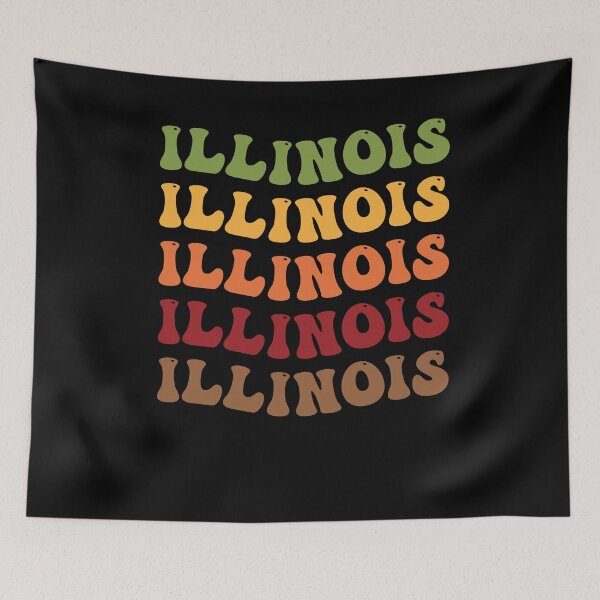Item preview, Illinois Retro Vintage Groovy Wavy Text Classic designed and sold by CoolCreative.