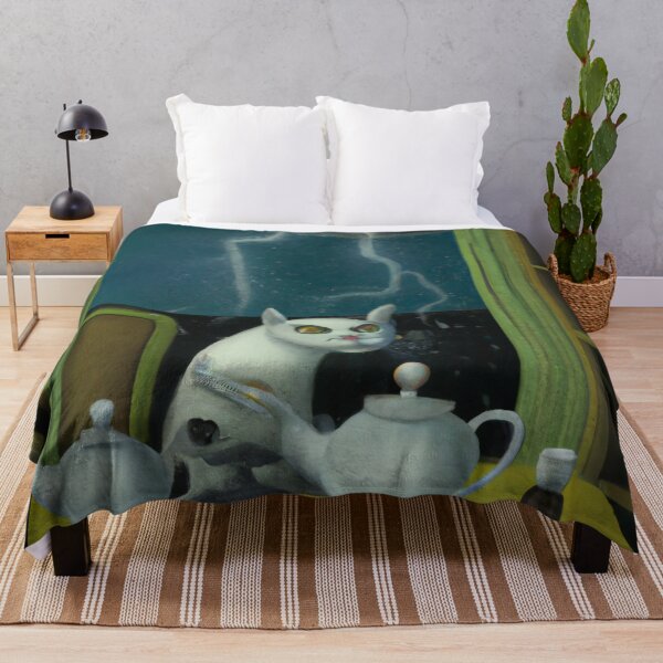 Item preview, Nika the Cat, vibing with tea (Surrealism) designed and sold by thecatandkettle.