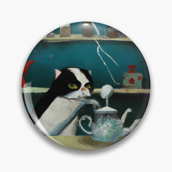 Item preview, Cheddar the Cat, making a pot of tea (Surrealism) designed and sold by thecatandkettle.