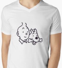 Tintin And Milou Merchandise Men's V-Neck T-Shirt