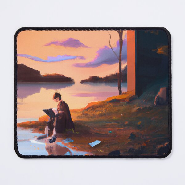Item preview, Reading a Book on the Riverbank designed and sold by Parag's Travel Shop.